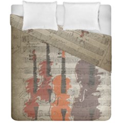 Music Notes Score Song Melody Classic Classical Vintage Violin Viola Cello Bass Duvet Cover Double Side (california King Size) by Maspions