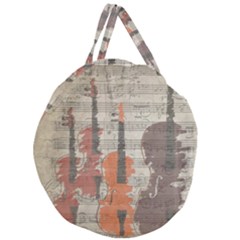 Music Notes Score Song Melody Classic Classical Vintage Violin Viola Cello Bass Giant Round Zipper Tote