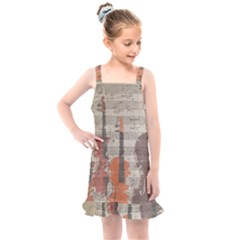 Music Notes Score Song Melody Classic Classical Vintage Violin Viola Cello Bass Kids  Overall Dress by Maspions