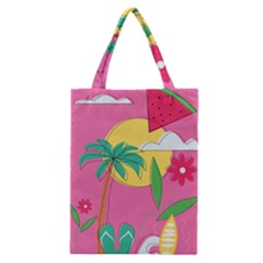 Ocean Watermelon Vibes Summer Surfing Sea Fruits Organic Fresh Beach Nature Classic Tote Bag by Maspions