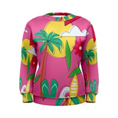 Ocean Watermelon Vibes Summer Surfing Sea Fruits Organic Fresh Beach Nature Women s Sweatshirt