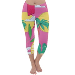 Ocean Watermelon Vibes Summer Surfing Sea Fruits Organic Fresh Beach Nature Capri Winter Leggings  by Maspions