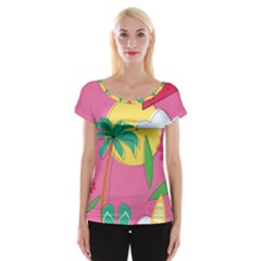 Ocean Watermelon Vibes Summer Surfing Sea Fruits Organic Fresh Beach Nature Cap Sleeve Top