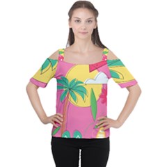 Ocean Watermelon Vibes Summer Surfing Sea Fruits Organic Fresh Beach Nature Cutout Shoulder T-shirt