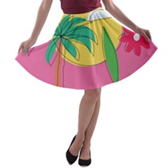 Ocean Watermelon Vibes Summer Surfing Sea Fruits Organic Fresh Beach Nature A-line Skater Skirt