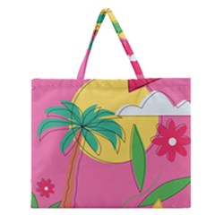 Ocean Watermelon Vibes Summer Surfing Sea Fruits Organic Fresh Beach Nature Zipper Large Tote Bag by Maspions