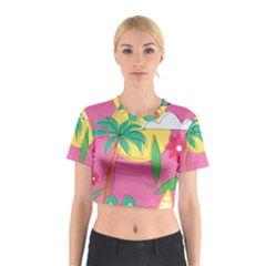 Ocean Watermelon Vibes Summer Surfing Sea Fruits Organic Fresh Beach Nature Cotton Crop Top by Maspions