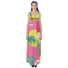 Ocean Watermelon Vibes Summer Surfing Sea Fruits Organic Fresh Beach Nature Empire Waist Maxi Dress