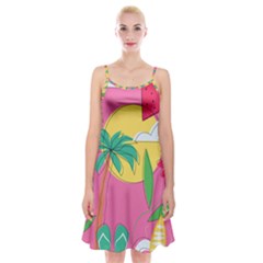 Ocean Watermelon Vibes Summer Surfing Sea Fruits Organic Fresh Beach Nature Spaghetti Strap Velvet Dress