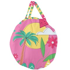 Ocean Watermelon Vibes Summer Surfing Sea Fruits Organic Fresh Beach Nature Giant Round Zipper Tote by Maspions