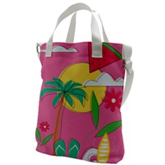 Ocean Watermelon Vibes Summer Surfing Sea Fruits Organic Fresh Beach Nature Canvas Messenger Bag by Maspions