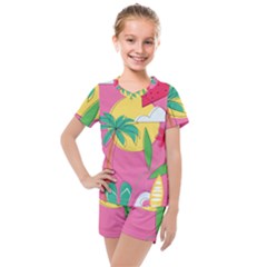 Ocean Watermelon Vibes Summer Surfing Sea Fruits Organic Fresh Beach Nature Kids  Mesh T-shirt And Shorts Set