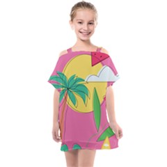 Ocean Watermelon Vibes Summer Surfing Sea Fruits Organic Fresh Beach Nature Kids  One Piece Chiffon Dress