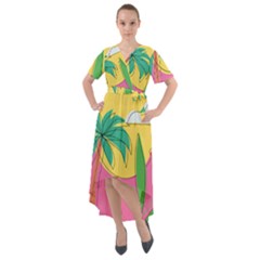 Ocean Watermelon Vibes Summer Surfing Sea Fruits Organic Fresh Beach Nature Front Wrap High Low Dress