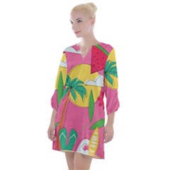 Ocean Watermelon Vibes Summer Surfing Sea Fruits Organic Fresh Beach Nature Open Neck Shift Dress