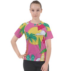 Ocean Watermelon Vibes Summer Surfing Sea Fruits Organic Fresh Beach Nature Women s Sport Raglan T-shirt