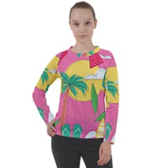 Ocean Watermelon Vibes Summer Surfing Sea Fruits Organic Fresh Beach Nature Women s Long Sleeve Raglan T-shirt