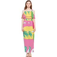 Ocean Watermelon Vibes Summer Surfing Sea Fruits Organic Fresh Beach Nature Draped Sleeveless Chiffon Jumpsuit