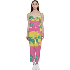 Ocean Watermelon Vibes Summer Surfing Sea Fruits Organic Fresh Beach Nature V-neck Camisole Jumpsuit by Maspions