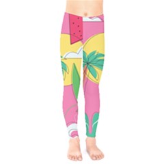 Ocean Watermelon Vibes Summer Surfing Sea Fruits Organic Fresh Beach Nature Kids  Classic Winter Leggings by Maspions