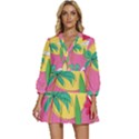 Ocean Watermelon Vibes Summer Surfing Sea Fruits Organic Fresh Beach Nature V-Neck Placket Mini Dress View1