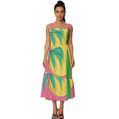 Ocean Watermelon Vibes Summer Surfing Sea Fruits Organic Fresh Beach Nature Square Neckline Tiered Midi Dress