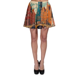 London England Bridge Europe Buildings Architecture Vintage Retro Town City Skater Skirt by Maspions