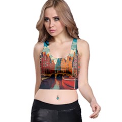 London England Bridge Europe Buildings Architecture Vintage Retro Town City Racer Back Crop Top