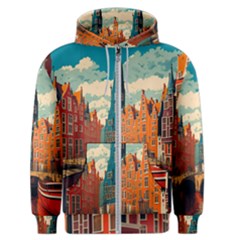 London England Bridge Europe Buildings Architecture Vintage Retro Town City Men s Zipper Hoodie