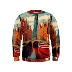 London England Bridge Europe Buildings Architecture Vintage Retro Town City Kids  Sweatshirt by Maspions