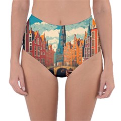 London England Bridge Europe Buildings Architecture Vintage Retro Town City Reversible High-waist Bikini Bottoms by Maspions