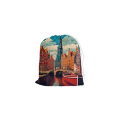 London England Bridge Europe Buildings Architecture Vintage Retro Town City Drawstring Pouch (xs)