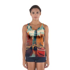 London England Bridge Europe Buildings Architecture Vintage Retro Town City Sport Tank Top 