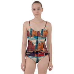 London England Bridge Europe Buildings Architecture Vintage Retro Town City Sweetheart Tankini Set by Maspions