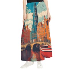 London England Bridge Europe Buildings Architecture Vintage Retro Town City Maxi Chiffon Skirt by Maspions