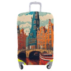 London England Bridge Europe Buildings Architecture Vintage Retro Town City Luggage Cover (medium) by Maspions