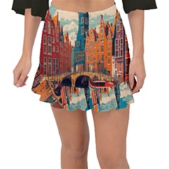 London England Bridge Europe Buildings Architecture Vintage Retro Town City Fishtail Mini Chiffon Skirt by Maspions