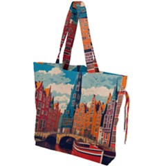 London England Bridge Europe Buildings Architecture Vintage Retro Town City Drawstring Tote Bag