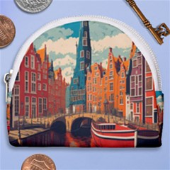 London England Bridge Europe Buildings Architecture Vintage Retro Town City Horseshoe Style Canvas Pouch by Maspions