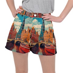 London England Bridge Europe Buildings Architecture Vintage Retro Town City Women s Ripstop Shorts