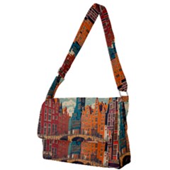 London England Bridge Europe Buildings Architecture Vintage Retro Town City Full Print Messenger Bag (l)