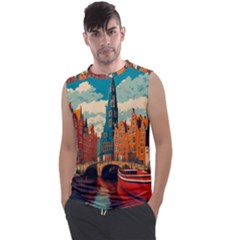 London England Bridge Europe Buildings Architecture Vintage Retro Town City Men s Regular Tank Top