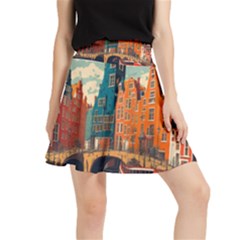 London England Bridge Europe Buildings Architecture Vintage Retro Town City Waistband Skirt by Maspions