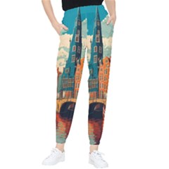 London England Bridge Europe Buildings Architecture Vintage Retro Town City Women s Tapered Pants