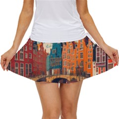 London England Bridge Europe Buildings Architecture Vintage Retro Town City Women s Skort