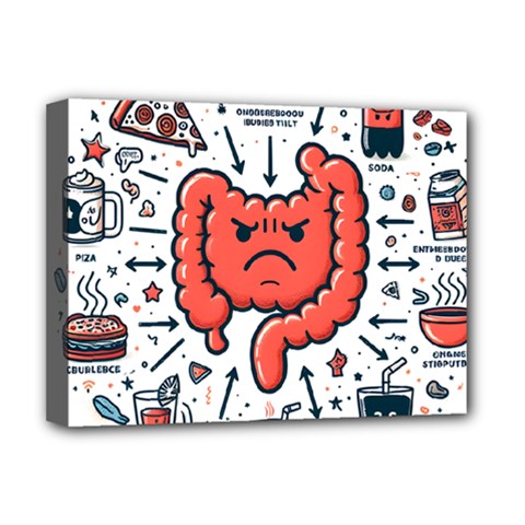 Health Gut Health Intestines Colon Body Liver Human Lung Junk Food Pizza Deluxe Canvas 16  X 12  (stretched)  by Maspions