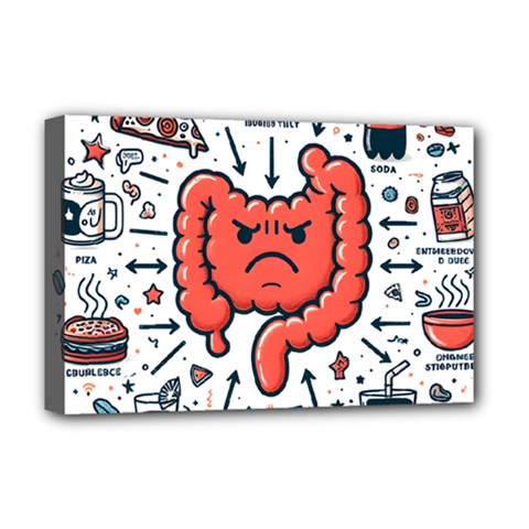 Health Gut Health Intestines Colon Body Liver Human Lung Junk Food Pizza Deluxe Canvas 18  X 12  (stretched) by Maspions