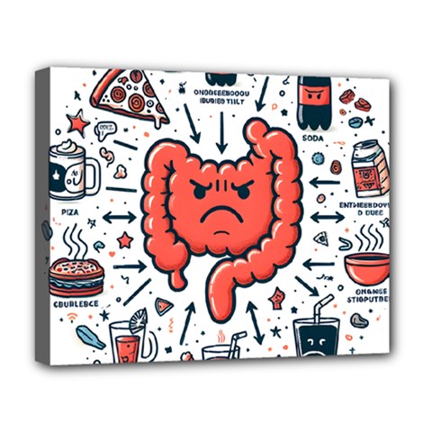 Health Gut Health Intestines Colon Body Liver Human Lung Junk Food Pizza Deluxe Canvas 20  X 16  (stretched) by Maspions