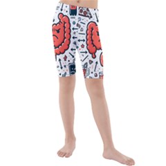 Health Gut Health Intestines Colon Body Liver Human Lung Junk Food Pizza Kids  Mid Length Swim Shorts