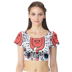 Health Gut Health Intestines Colon Body Liver Human Lung Junk Food Pizza Short Sleeve Crop Top